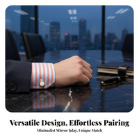 Mirror Inlay Cufflinks High Quality Round Gold Cufflinks Ideal Gift for Business