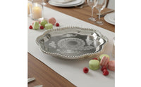 Beaded Tray Elegant Design Silver Serving Tray Mirror-Like Surface