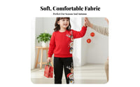 Boys Girls Cartoon Pullover Set, Autumn Long Sleeve, Reindeer Santa Theme, Holiday Style