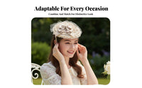 Lace headpiece with hare Ears Elegant Design Dome Hat Adjustable Ribbon Tie