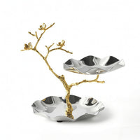 Serving Stand with Bowls Decorative Tray Silver-Colored for Hosts