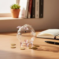 Clear Glass Piggy Bank Small Size Glass Piggy Bank Mini Pig Coin Box Sleek Feel Transparent Piglet Figurine for Nursery