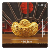 2 Pieces Hollow Treasure Vessel Good Luck Symbol Gold Ingot Ornament Gift Idea