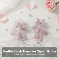 2 Pieces Rosy Fairy Hair Barrette S Sweet Design Wedding Fairy Hairpins Feather Hair Barrette Elegant Design for Weddings
