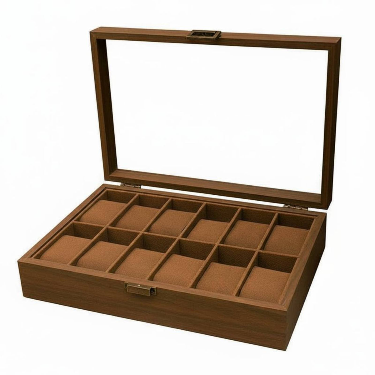 Wooden Watch Display Case Vintage Wood Grain Watch and Jewelry Organizer Soft Luxe Textile Lining Perfect Gift for Closet