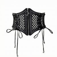 Lace-up Waist Cincher PU Leather Clothing Accessory Zipper Closure