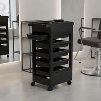 5 Tier Salon Trolley Easy to Clean Hair Coloring Trolley Large-Capacity Drawers