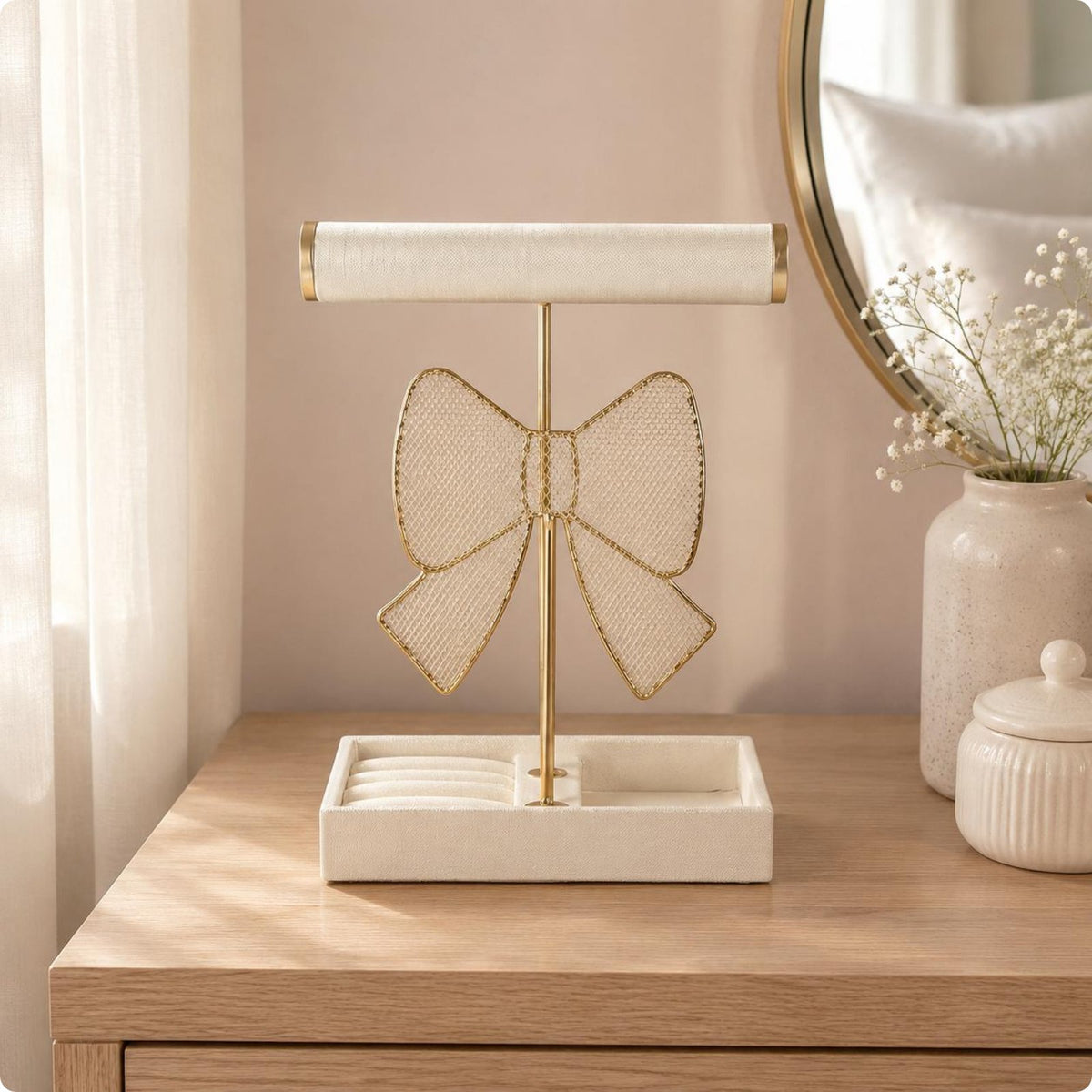 Gold Metal Earring Rack Easy Reach Earring Holder Stand Space Saving