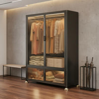 Adjustable Metal Wardrobe Easy to Clean Metal Storage Locker Clothing Organizer Attractive Doors Bedroom Furniture for Children