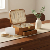 Lockable Jewelry Box Velvet Interior Wooden Jewelry Box Drawer Design Accessory Storage for Women