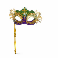 Handheld Masquerade Mask Cutout Design Masquerade Mask Stud Details for Carnival