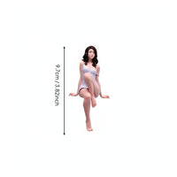 Painted Female Miniature Realistic Intricacy Sitting Woman Figurine