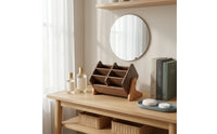 Wooden Cosmetic Storage Box Stylish Vanity Organizer with Dividers Versatile Case for Women, Bedroom