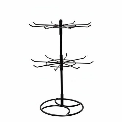 2 Tier Rotating Jewelry Stand Detachable Metal Necklace Hanger Easy Assembly