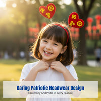 Patriotic Day Headband, Kids Red Flag, Star, Heart, Holiday Party Accessory
