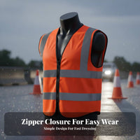 Reflective Safety Vest Lightweight High Visibility Work Vest Safety Workwear Long-Lasting Fastener Front Closure