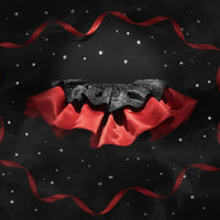 Black and Red Ruffle Collar Stage Wear Shiny Material Costume Collar Photo