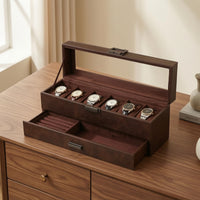 Watch and Jewelry Organizer Clear Jewelry Box with Glass Lid Sturdy for Closet