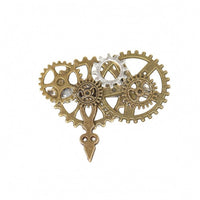 Steampunk Brooch Antique Gold-Tone Gear Brooch Layered Cogwheel