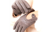2 Pieces Women's Leather Driving Gloves Authentic Lambskin Perforated Lambskin Gloves Breathable for Drivers, Motorcyclists, Warm Weather