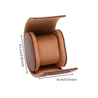 Portable Wristwatch Case PU Leather Watch Storage Box Glossy Brown