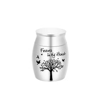 Small Metal Memorial Urn Fitted Lid Rounded Metal Urn Portable Size