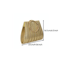 Pleated Evening Bag Compact Interior Circular Handle Clutch for Banquet