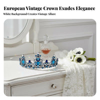 Baroque Queen Crown Regal Style Vintage Rhinestone Crown Accessory for Brides, Weddings, Pageants, Prom