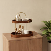 Desktop Storage Rack Compact Two-Tier Organizer Sturdy Desktop Organizer with Handle for Vanity