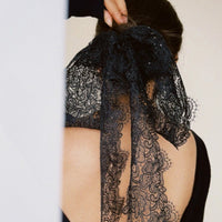 French Design Hair Barrette Elegant Design Long Tail Lace Bow Statement Piece
