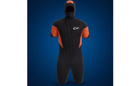 5 Mm Hooded Wetsuit Stretch Short Sleeve Wetsuit Stitched Seams Water Sports Gear Orange Panels for Diving, Surfing, Snorkeling