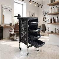 Hairdressing Storage Trolley Molded Compartments Salon Storage Trolley Tool Graphics