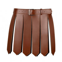 PU Leather Gladiator Kilt Stitched Edging Faux Leather Armor Skirt Metal Buckle