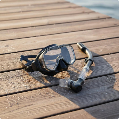 Dry Snorkel Set Tempered Glass Lens Snorkeling Goggles Easy Breathing