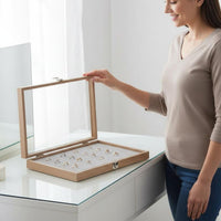 Wood Grain Jewelry Box Sturdy Construction Jewelry Display Case Stackable Storage Case Large Capacity Secure Latch for Drawer