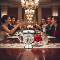 European Style Spirit Cup Elegant Design Vintage Metal Embossed Details Ornate Toasting Goblet for Wedding, Party, Bar