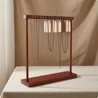 Wood Necklace Display Rack Rustic Style Desktop Necklace Holder for Bedroom