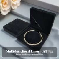 Elegant Design Pearl Necklace Box Soft Interior Velvet Jewelry Set Box Secure Closure for Mom, Women, Mother's Day, Anniversaries, Birthdays