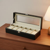 PU Leather Watch Box Clear View Lid Watch Storage Box Soft Lining for Men