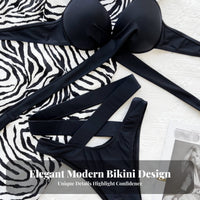 Alluring High Waisted Bikini Strappy Design High Waist Wrap Bikini Adjustable Fit for Adults, Summer, Swimming, Vacation