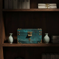 Wooden Jewelry Box Sturdy Wood Construction Chinese Design Keepsake Box Antique Design Treasure Chest Skillfully Made