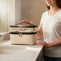 Double Layer Makeup Bag Large Capacity Clear Makeup Bag Easy to Clean for Women