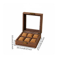 Wood Grain Watch Box Velvet Knitted Velvet Vintage Watch Case Removable Pillows
