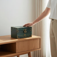 Wooden Jewelry Box Sturdy Wood Construction Chinese Design Keepsake Box Antique Design Treasure Chest Skillfully Made