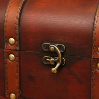 Wooden Treasure Chest Lockable Antique Aesthetic Storage Trunk Leather Accents