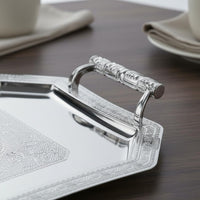 Ornate Serving Tray with Handles Sturdy Construction for Hotel, Buffet