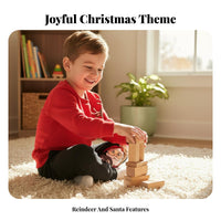 Boys Girls Cartoon Pullover Set, Autumn Long Sleeve, Reindeer Santa Theme, Holiday Style