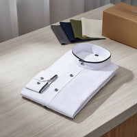 Stand Collar Shirt Solid Color Long Sleeve Sleek Fit Shirt Business Casual