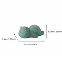 Minimalist Design Sandstone Cat Figurine Good Luck Charm Cute Cat Sculpture Handheld Size for Office, Bookshelf, Tea Table