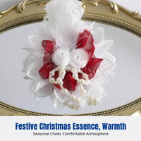Christmas Feather Headband, Victorian Style, Elegant Red Cream Plume Hair Accessory, Handmade Hat and Brooch